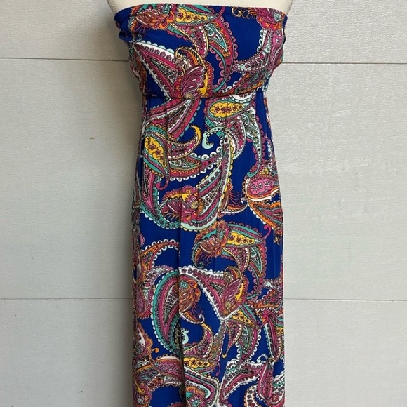 Banana Republic Strapless Ladies Modest Paisley Maxi Dress Size 4 EUC - Picture 4 of 14
